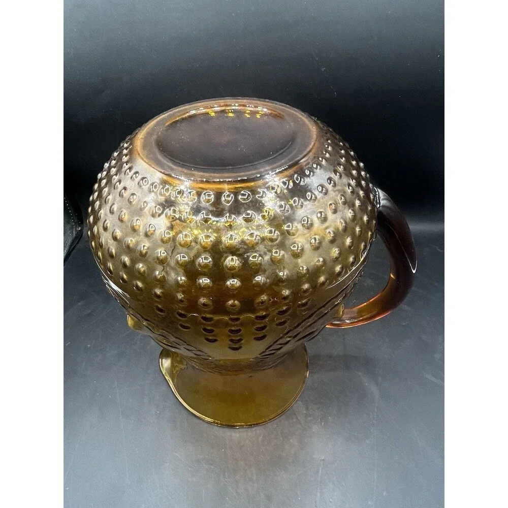 Vintage Zrike Renaissance Amber Glass Pitcher 90 oz 9.5” Embossed Glass